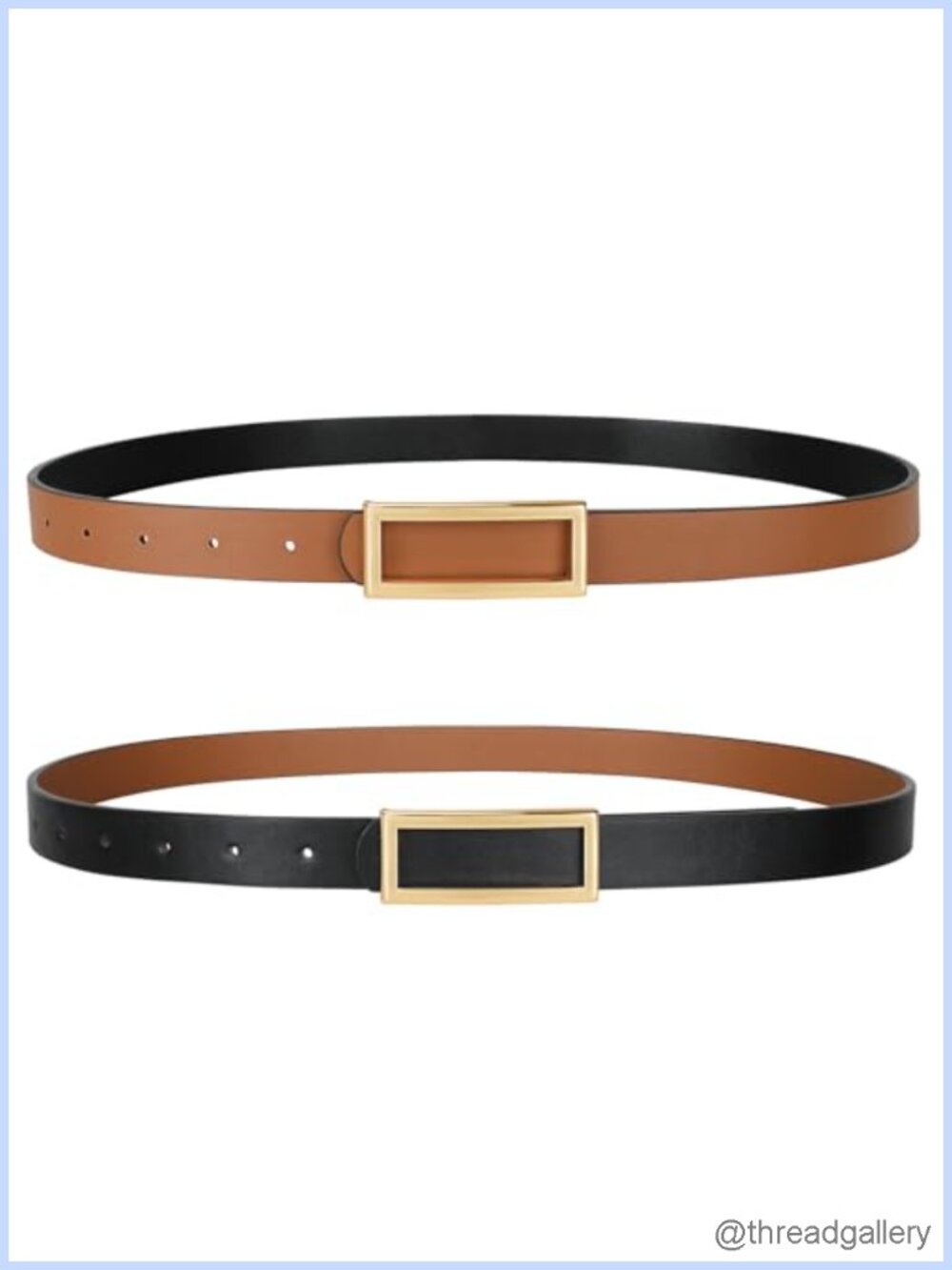 Reversible Skinny Faux Leather Belt for Women with Gold Buckle